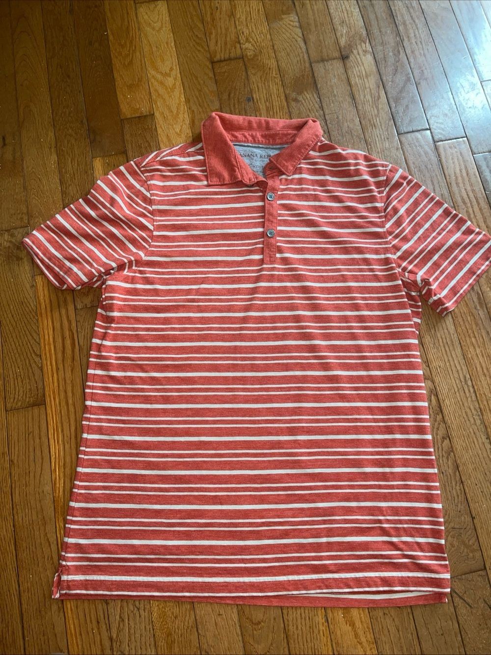 Banana Republic The Vintage T Striped Polo Size Large Cotton Blend